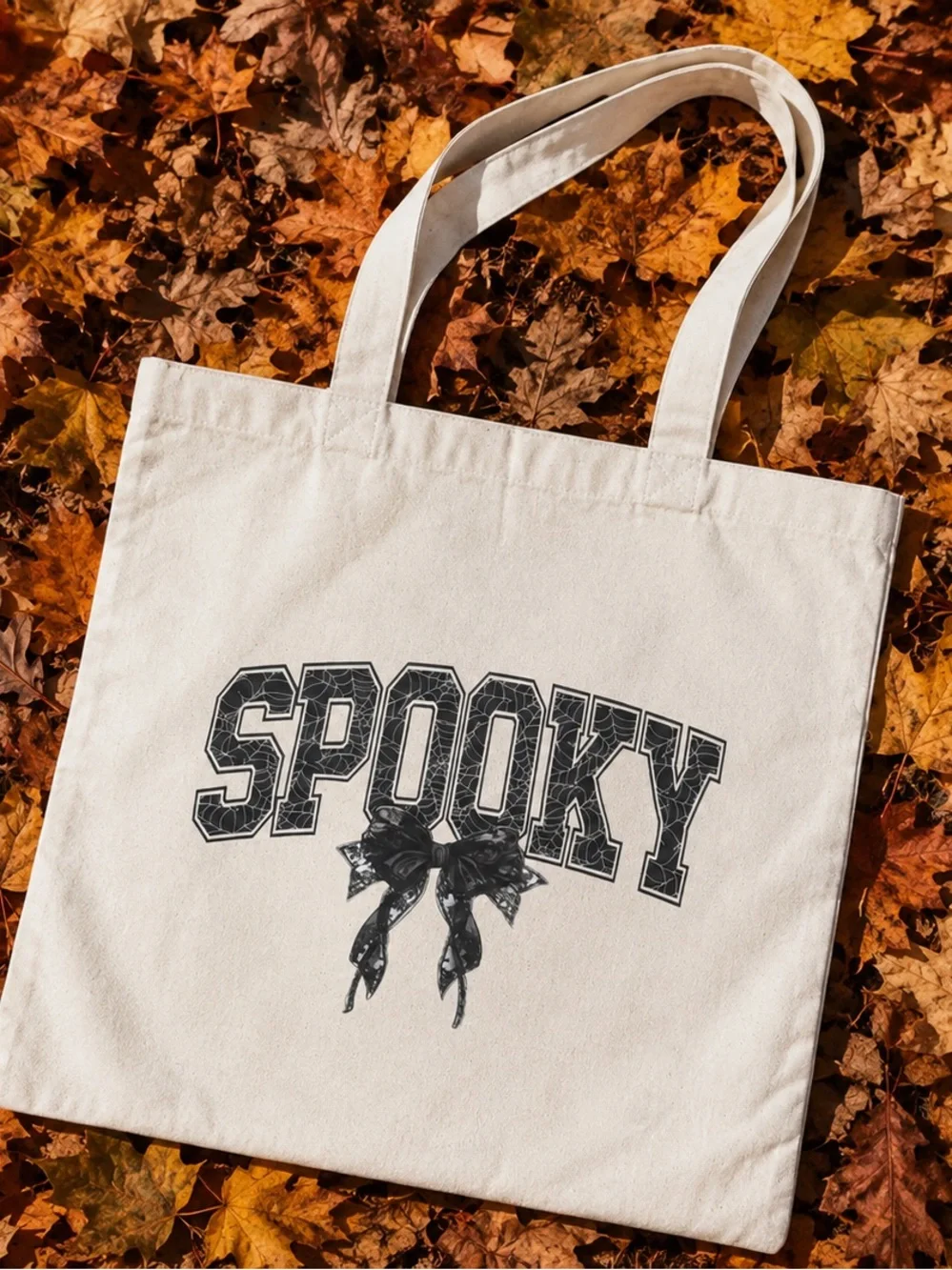 Spooky Canvas Tote Bag - Cream